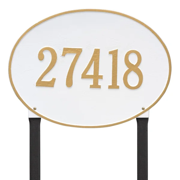 Whitehall Hawthorne Oval - Estate Lawn - One Line Address Plaque ( Bronze/Gold)