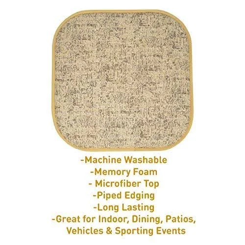 Sweet Home Collection Chair Cushion Memory Foam Pads Honeycomb Pattern Slip Non Skid Rubber Back Rounded Square 16x22 x 16x22 Se
