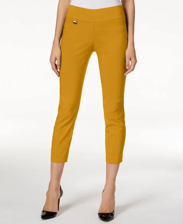 Alfani Tummy-Control Pull-On Capri Pants - Regular & Petite Sizes, Created for Macy&s - Marigold Petal
