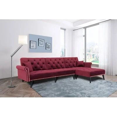 McLeod 115x22 Wide Microfiber/Microsuede Reversible Sleeper Sofa & Chaise Corrigan Studio