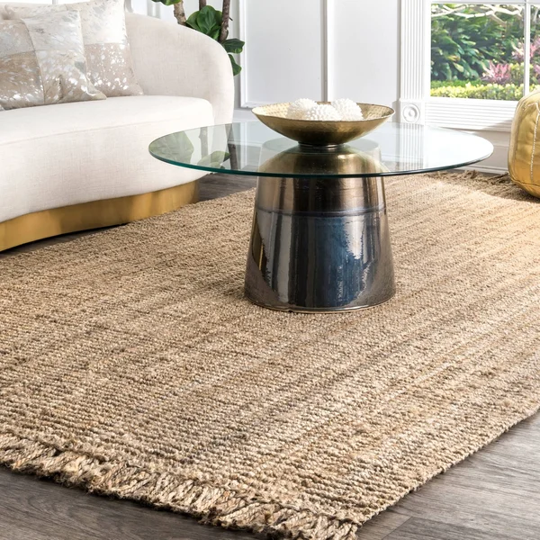Havenside Home Caladesi Handmade Braided Natural Jute Reversible Area Rug - 5& x 8& Blue