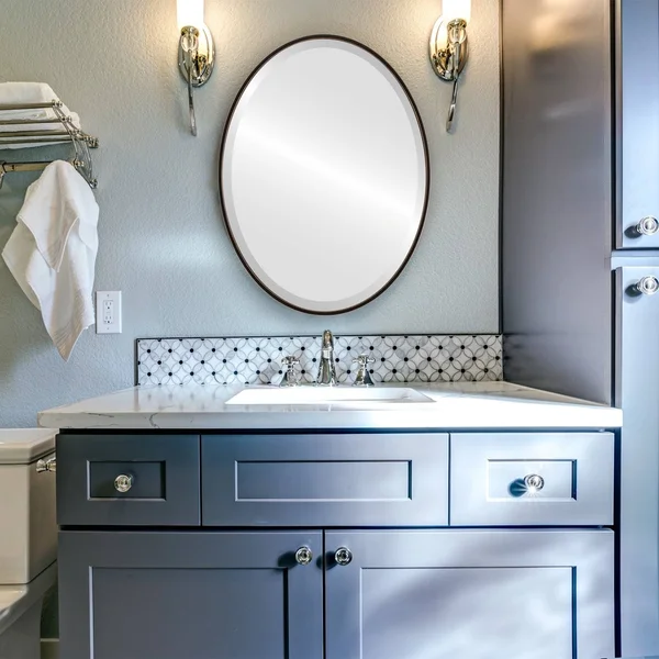 Singapore Framed Oval Mirror - Rubbed Black - 18 5/8x22x24 5/8x22
