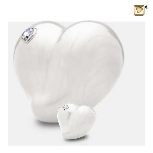 Loveheart Pearl White Keepsake Cremation Urn