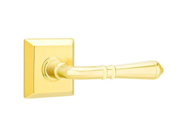 Emtek Turino Lever Classic Brass Privacy Set Quincy Rosette Polished Brass RH
