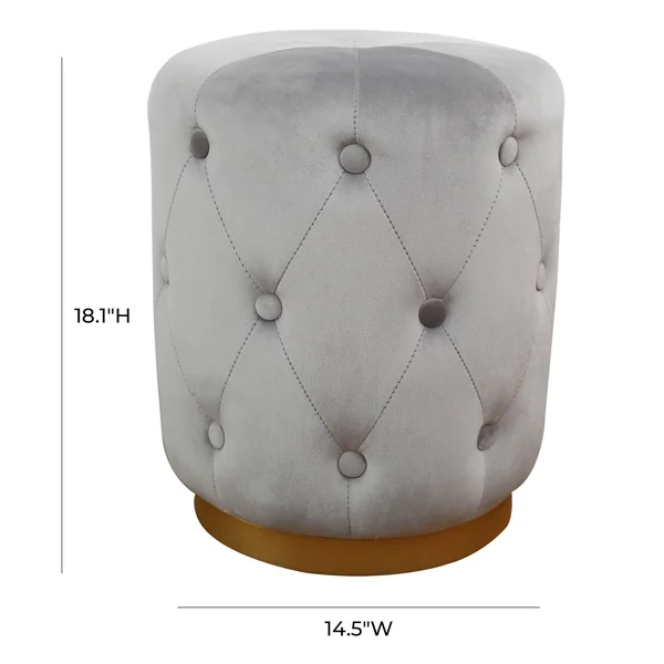 TOV Furniture Skylar Grey Velvet Ottoman