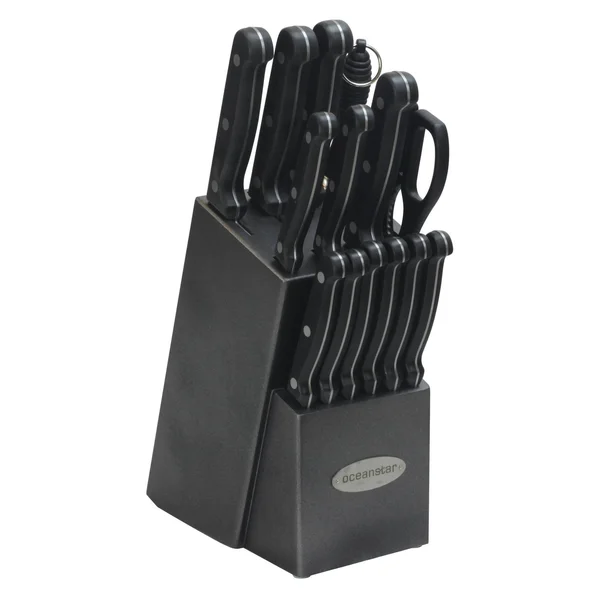 Oceanstar Contemporary 15-Piece Knife Set with Block - Elegant Black