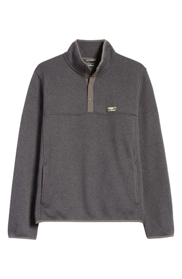 Men's L.L.Bean Sweater Fleece Pullover, Size Medium - Grey