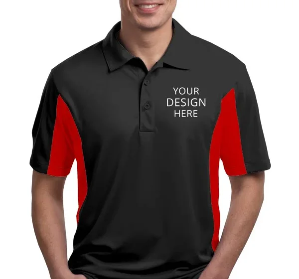 Custom Embroidered Sport - Tek Men's Polo Shirts - Men's Side Blocked Micropique Sport-wick? Coaches Polo, Size: XL, Black/Tru