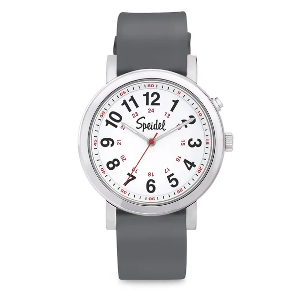 Speidel Scrub Glow Watch for Medical Professionals with Scrub Matching White Silicone Band - Easy to Read Light Up Dial, Second H