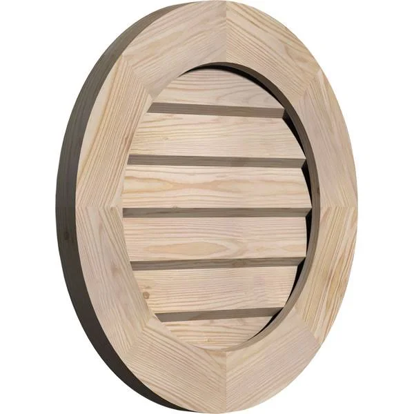 Ekena Millwork GVWRO22X2202SDUPI 22x22W x 22x22H Round Gable Vent (27x22W x 27x22H Frame Size): Unfinished, Non-Functional, Smoo