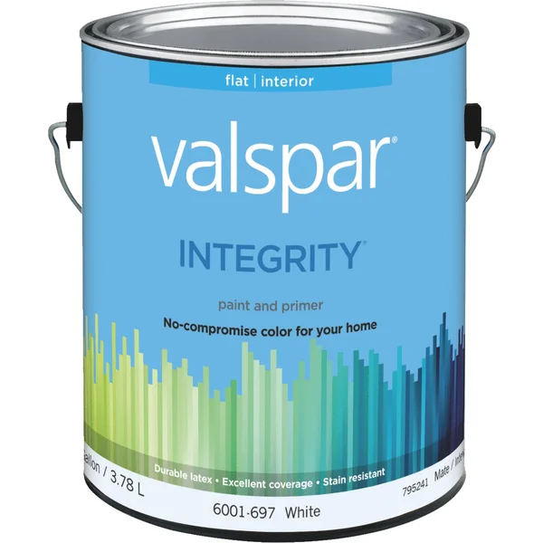 Valspar Integrity Latex Paint and Primer Flat Interior Wall Paint, 004.6001697.007