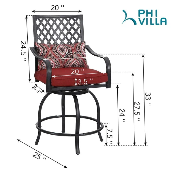 Teluk Extra Wide Swivel Bar Stools (Set of 2) by Havenside Home - Red