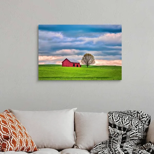 Red Barn, Canvas Wall Art, 36x24, Great Big Canvas