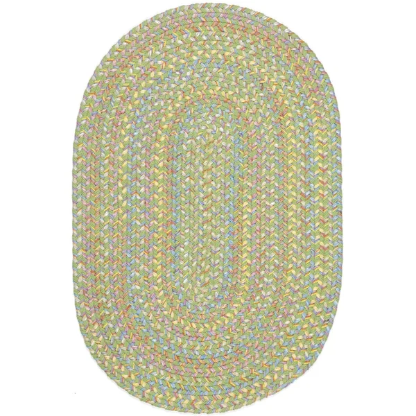 Rhody Rug Playful Indoor/Outdoor Braided Rug - Lime 8& x11& Oval