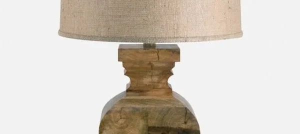 807 Curved Block Solid Wood Table Lamp, 28 x 18 x 18 inches