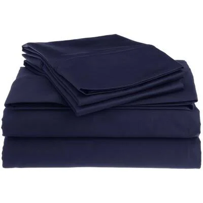 Darby Home Co Amherst Deep Pocket 1200 Thread Count 100% Egyptian-Quality Cotton Sheet Set Size: Full, Color: Navy Blue