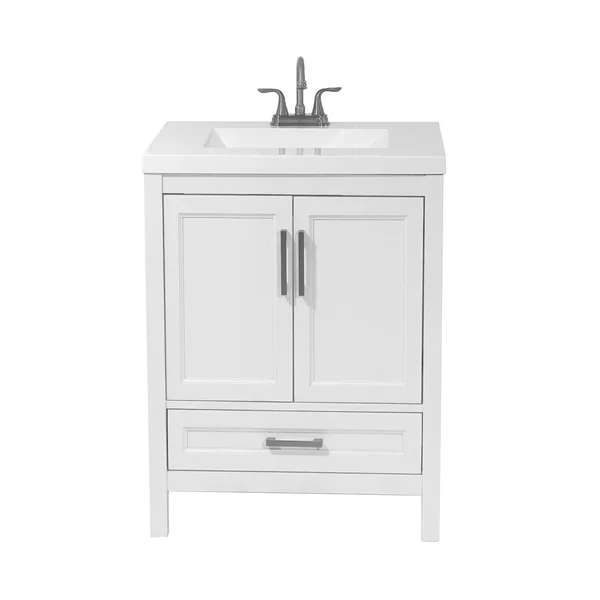 Solerno Bath Vanity with Cultured Marble or Quartz Stone Top (Color: White - Vanity Top: Quartz Galaxy Black, Size: 31x22)