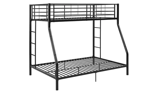 Premium Metal Twin Over Full Bunk Bed - Black - Black