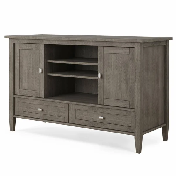 Brooklyn + Max Lexington Solid Wood 47 inch Wide Rustic TV Media Stand in Farmhouse Grey for TVs Up to 50 Inches, Size: 52 and 5