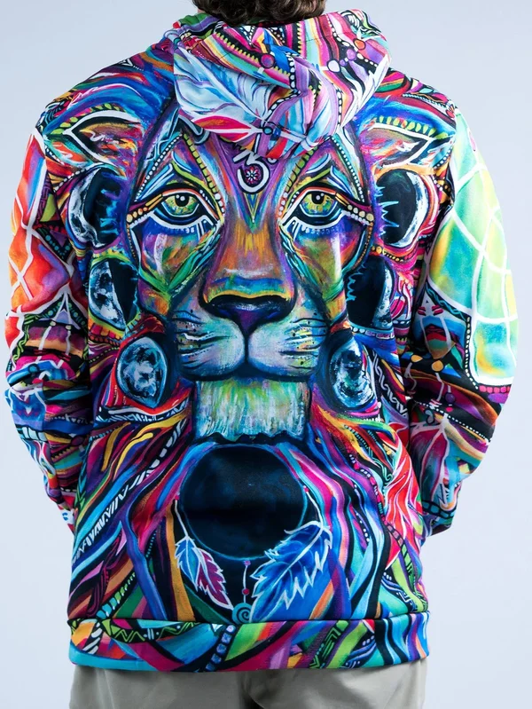 Lunar Lion Unisex Hoodie M - Red, Pullover Hoodie