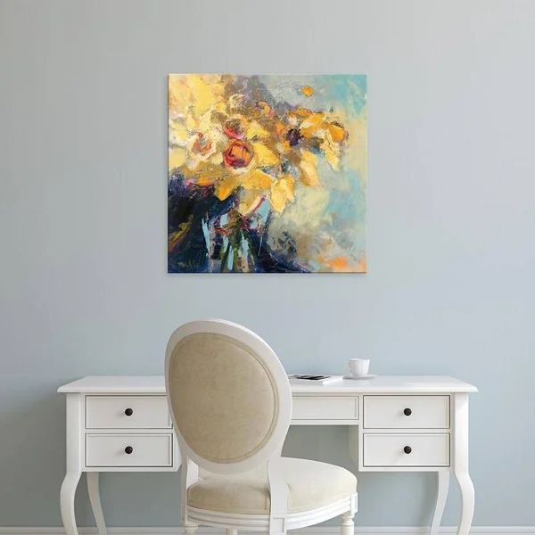 Easy Art Prints Beth A. Forst's 'Daffy Do' Premium Canvas Art - 16 x 16 - Brazilian Barnwood Frame