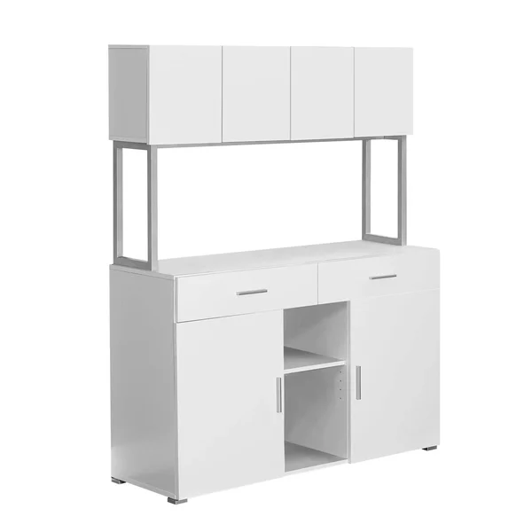 Offex Contemporary 48x22L HollowCore OfficeStorage Credenza-White/Silver - White, Silver - Legal, 47.25" x 16.25" x 60"