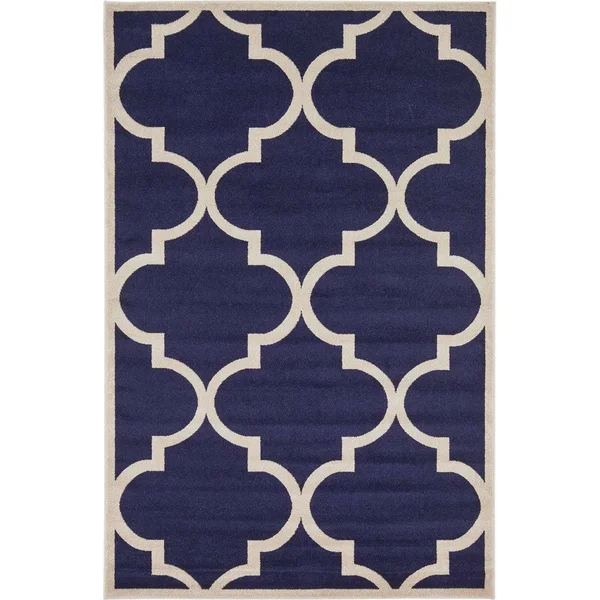 Unique Loom Austin Trellis Area Rug (8& x 8& Round - Navy Blue)