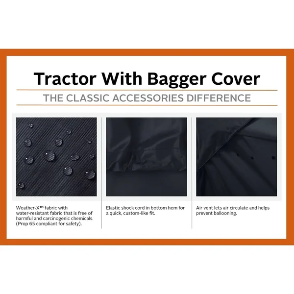 Classic Accessories Tractor with Installed Bagger Storage COVER, X-Large