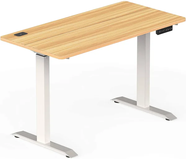 SHW Electric Height Adjustable Computer Desk, 48 x 24 Inches, Light Cherry