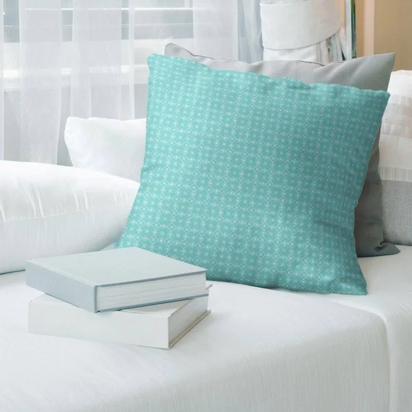 Fun Classic Doily Pattern Throw Pillow - 26 x 26 - Teal - Cotton