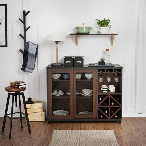 Furniture of America Winston Walnut Buffet, Vintage Walnut