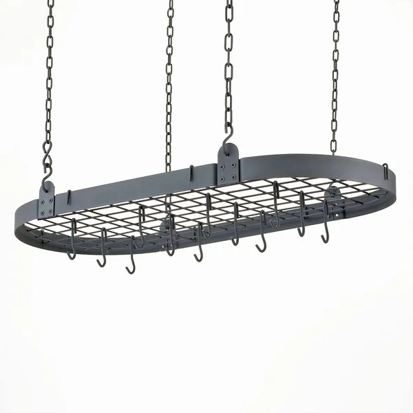Old Dutch Oval Pot Rack with Grid & 12 Hooks - Graphite