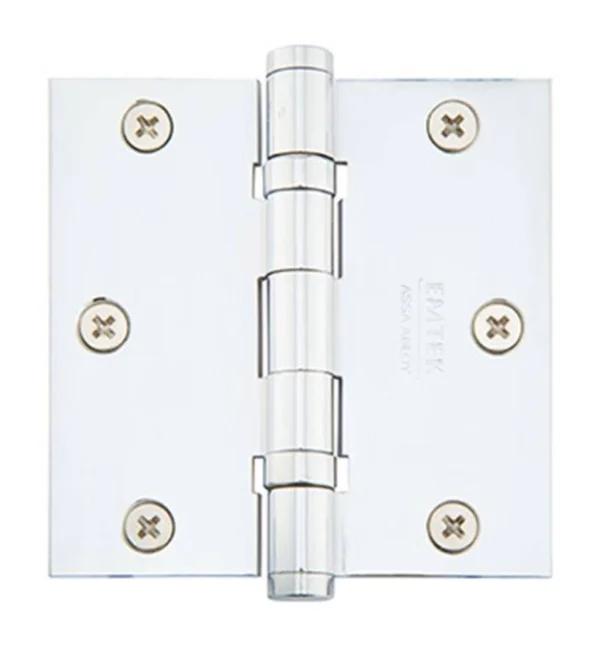 Emtek 96413US3NL 3-1/2 inch x 3-1/2 inch Ball Bearing Solid Brass Hinge with Square Corners (Sold in Pairs) Unlacquered Brass