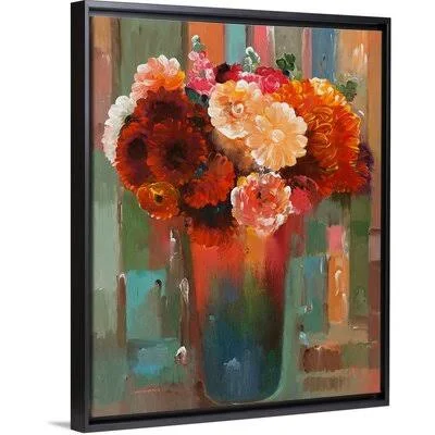 Sunset Bouquet by Hooshang Khorasani - Painting Print on Canvas Winston Porter Format: Black Floater Framed Canvas, Size: 22x22