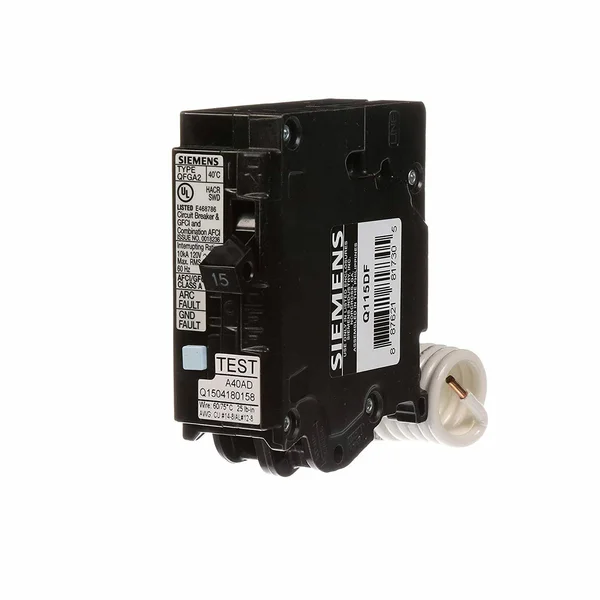 Siemens Q115DF 15-Amp AFCI/GFCI Dual Function Circuit Breaker - Plug on Load Center Style