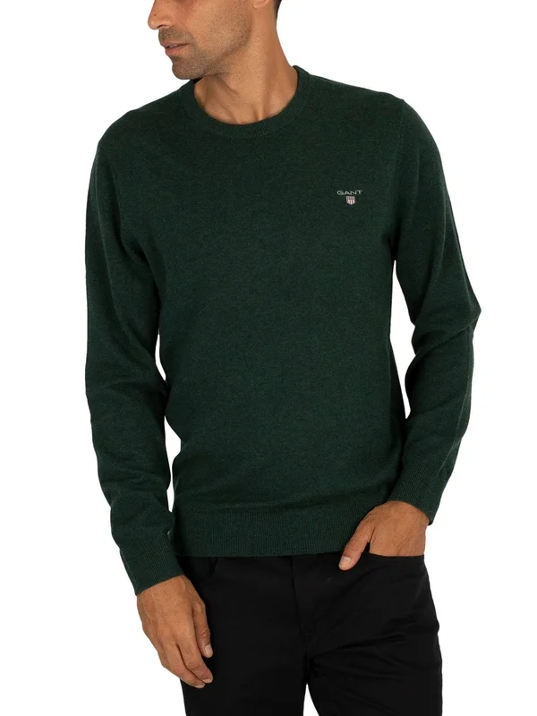 Gant Super Fine Lambswool Crew Neck Sweater, Green