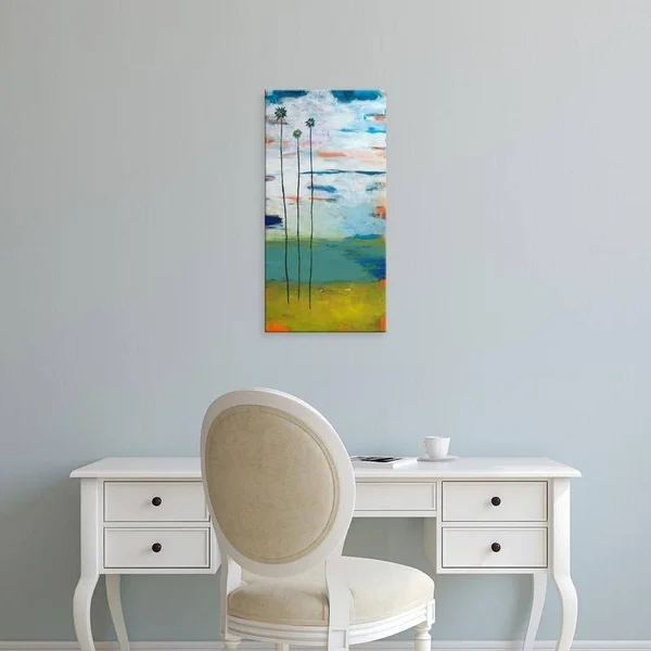 Easy Art Prints Jan Weiss's 'Desert Palms' Premium Canvas Art - 36 x 18 - Brazilian Barnwood Frame