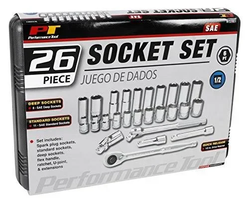 Wilmar W32901 - 26 Piece 1/2x22 Drive SAE Socket Set