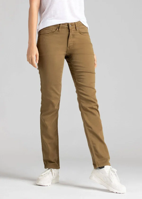 DUER Women's No Sweat Pant Slim Straight Khaki - Size 27 - 32, Tobacco