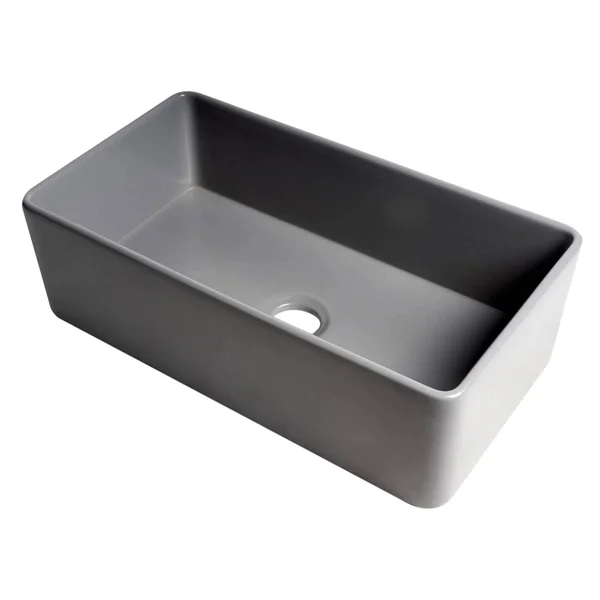 Alfi ABF3318S-GM 33 x 18 in. Smooth Apron Single Bowl Fireclay Farm Sink Gray Matte