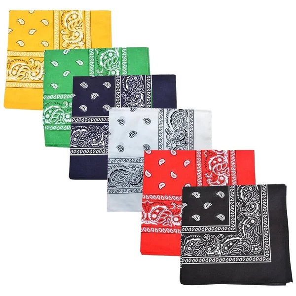 Set of 240 Mechaly Unisex Paisley 100% Polyester Double Sided Bandanas - Bulk Wholesale, Green