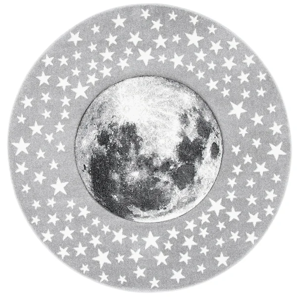 Safavieh Carousel Kids Aine Moon Rug - 5&3x22 x 5&3x22 Round - Light Blue/Grey