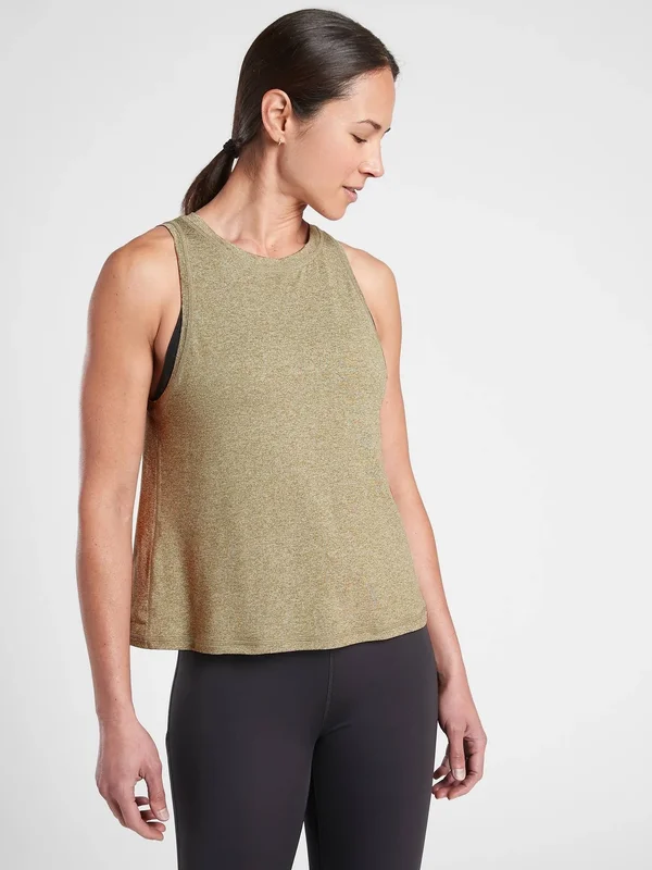 Athleta Women's Uptempo Tank Bright White/ Shadow Olive Size L