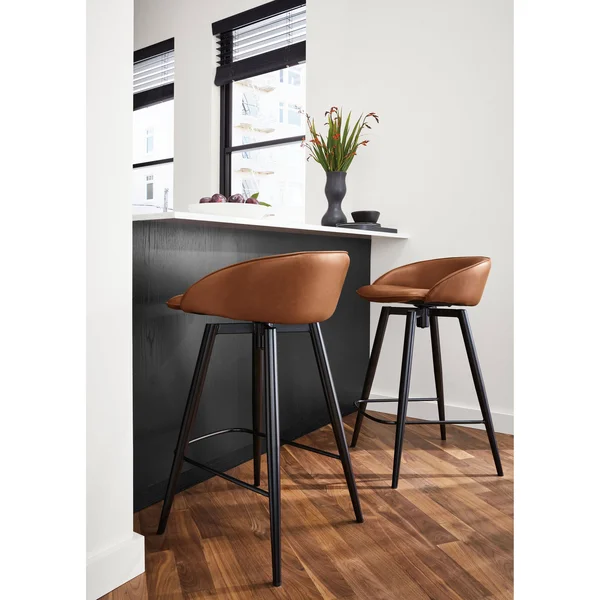 Room & Board, Modern Sylvan Swivel Counter Stool in Synthetic Leather in Graphite - Performance Fabric