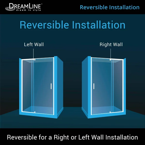 DreamLine DL-6221C-01 Flex 36x22D x 48x22W x 74 3/4x22H Semi-Frameless Pivot Shower Door in Chrome with Center Drain White Base