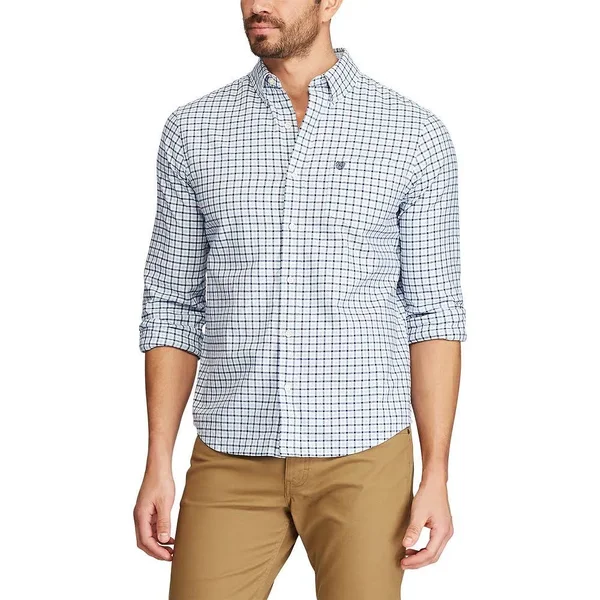 Chaps Men's Stretch Oxford Button Down Shirt - Blue MU - 2XL