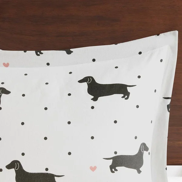 True North by Sleep Philosophy - Cozy Flannel Duvet Set - Olivia Dog - Full/Queen