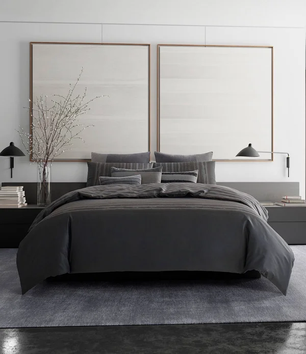 Vera Wang Shadow Stripe Euro Sham - Charcoal