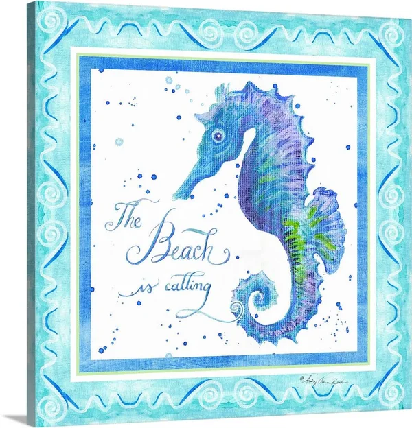 Sand N Sea Seahorse - Canvas Wall Art, 16x16, Great Big Canvas