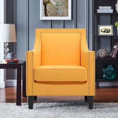 Mikhail 76.2Cm Wide Tufted Polyester Armchair Lark Manor Fabric: Yellow